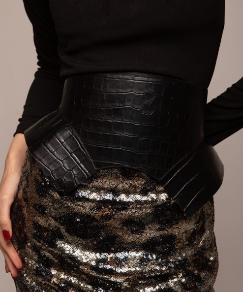 Ceinture en cuir croco